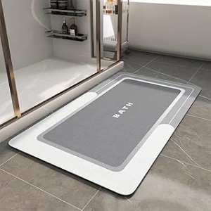 NetMarkt Banyo Paspası-Banyo Paspası Halı Kaymaz Süper Emici Lekeye Dayanıklı Hızlı Kuruyan İnce Banyo Halısı-Banyo Paspasları Banyo Zemin Küvet Vanity-Banyo Paspası Banyo Halısı Kolay Bakım 40 x 60
