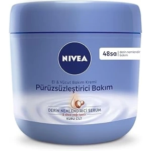 NIVEA El ve Vücut Bakım Kremi Pürüzsüzleştirici 400ml, 48 Saat Nemlendirici Serum, Shea Yağı, Kuru Ciltler