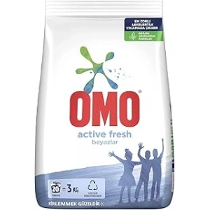 Omo Active Fresh Beyazlar 20 yıkama Toz Çamaşır Deterjanı 3 Kg