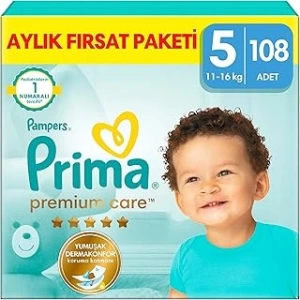 Prima Bebek Bezi Premium Care 5 Numara 108 Adet Aylık Fırsat Paketi