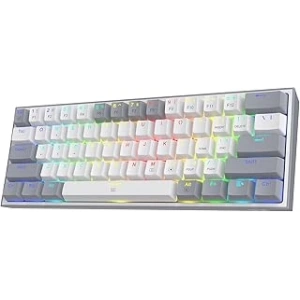 Redragon K617-RGB 16,8 Milyon RGB Aydınlatma, Red Switch Fizz%60 Q Türkçe Kablolu Mekanik Oyuncu Klavyesi Beyaz Gri