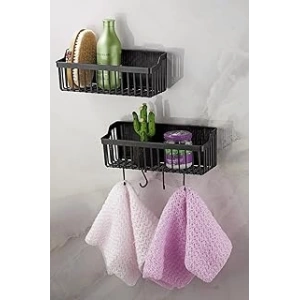 Sas Haus Banyor Yapışkanlı Banyo Rafı, 2li Banyo Düzenleyici, Duş Rafı Organizer Şampuanlık, Duşakabin Rafı, Banyo Organizeri, Banyo Askısı Plastik