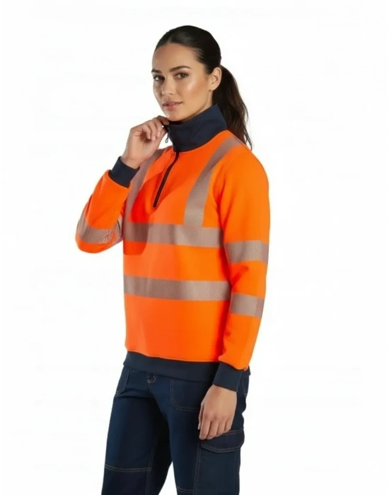 Alaska Hi-Vis Yarım Fermuarlı Sweatshirt - Turuncu
