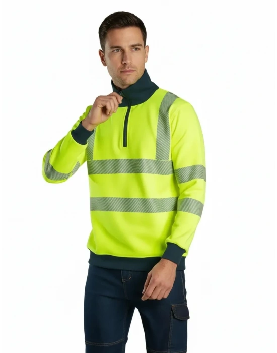 Alaska Hi-Vis Yarım Fermuarlı Sweatshirt - Sarı