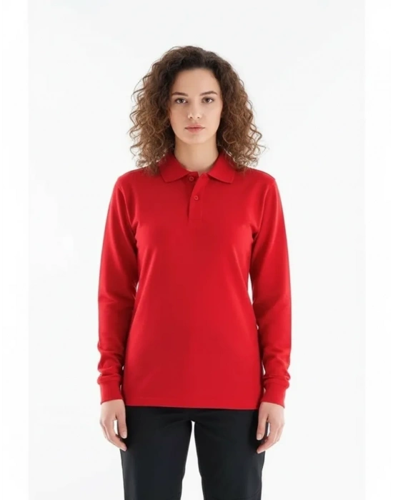 Elegans Polo Sweatshirt Kırmızı