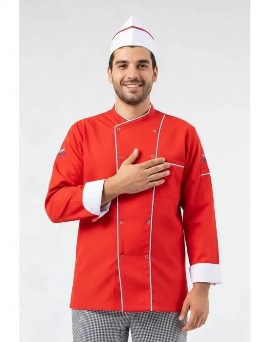 Klasik Aşçı Ceketi Kırmızı