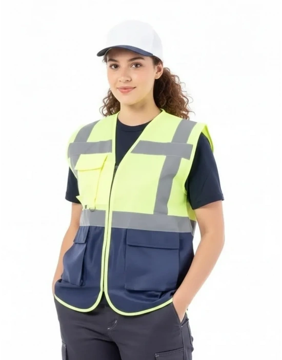 Alaska Hi-Vis Mühendis Yeleği Neon Sarı - Lacivert