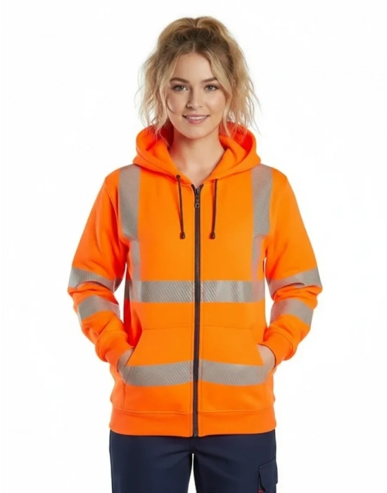 Alaska Hi-Vis Fermuarlı Kapüşonlu Sweatshirt -Turuncu