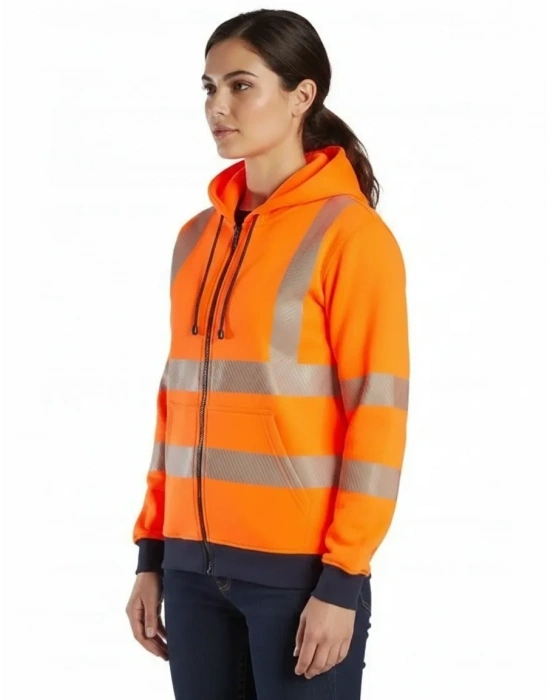 Alaska Hi-Vis Fermuarlı Kapüşonlu Sweatshirt -Turuncu