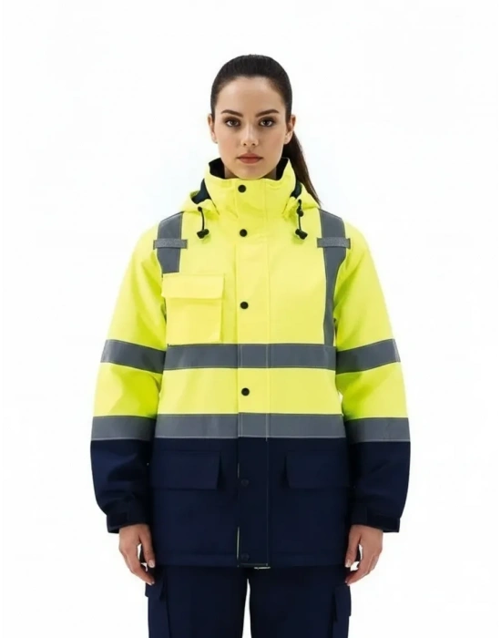 Alaska Hi-Vis 5 in 1 Parka Neon Sarı - Lacivert