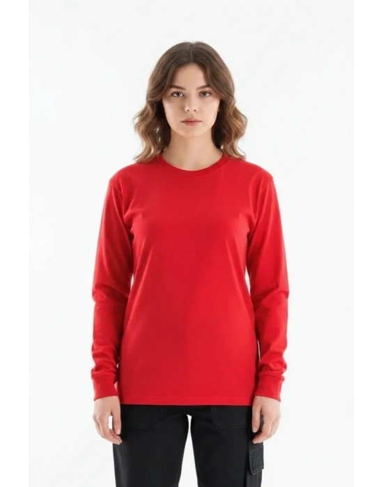 Regular Bisiklet Yaka Sweatshirt Kırmızı