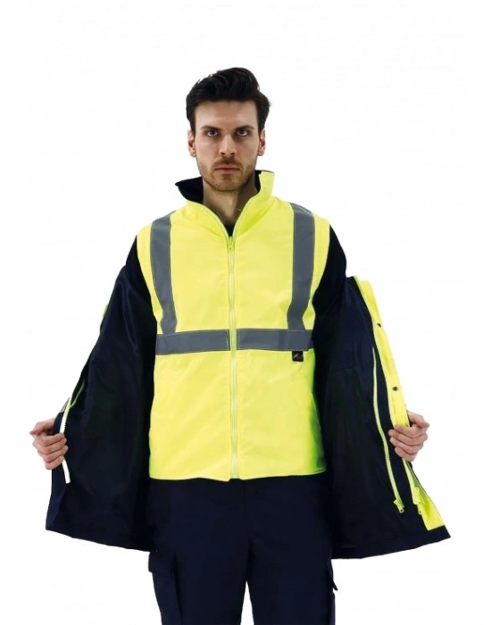 Alaska Hi-Vis 5 in 1 Parka Neon Sarı - Lacivert