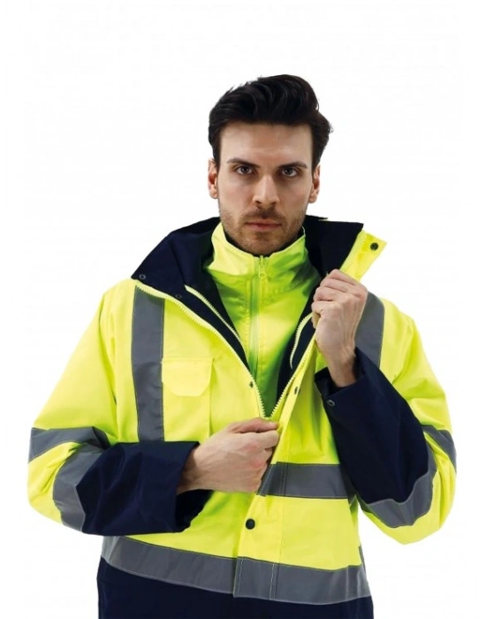 Alaska Hi-Vis 5 in 1 Parka Neon Sarı - Lacivert