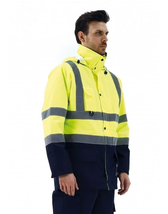 Alaska Hi-Vis 5 in 1 Parka Neon Sarı - Lacivert