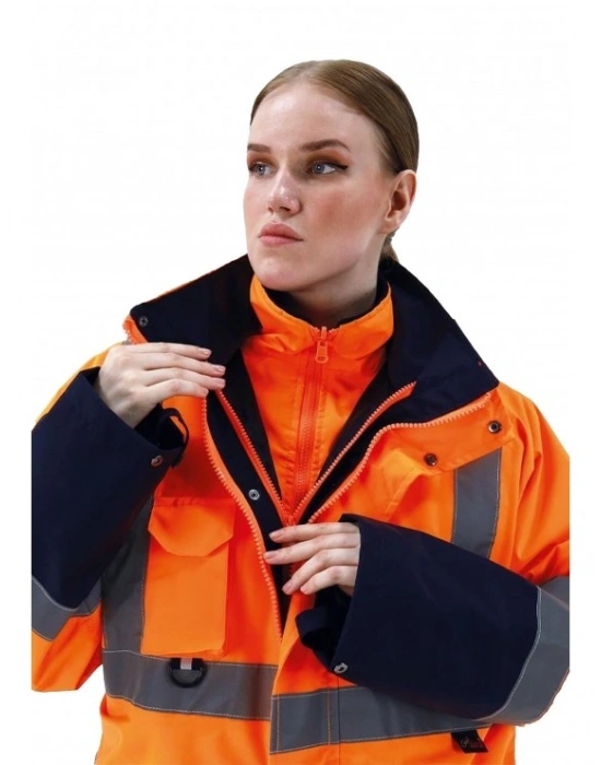 Alaska Hi-Vis 5 in 1 Parka Neon Turuncu - Lacivert