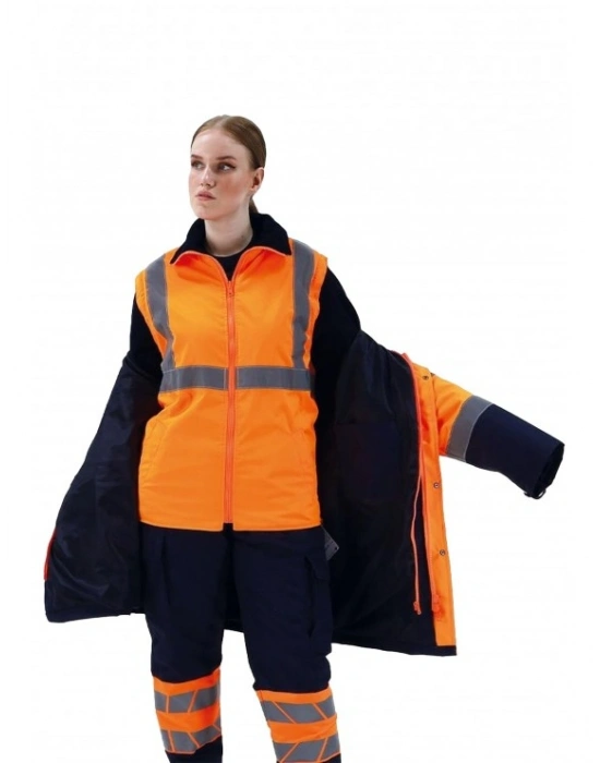 Alaska Hi-Vis 5 in 1 Parka Neon Turuncu - Lacivert
