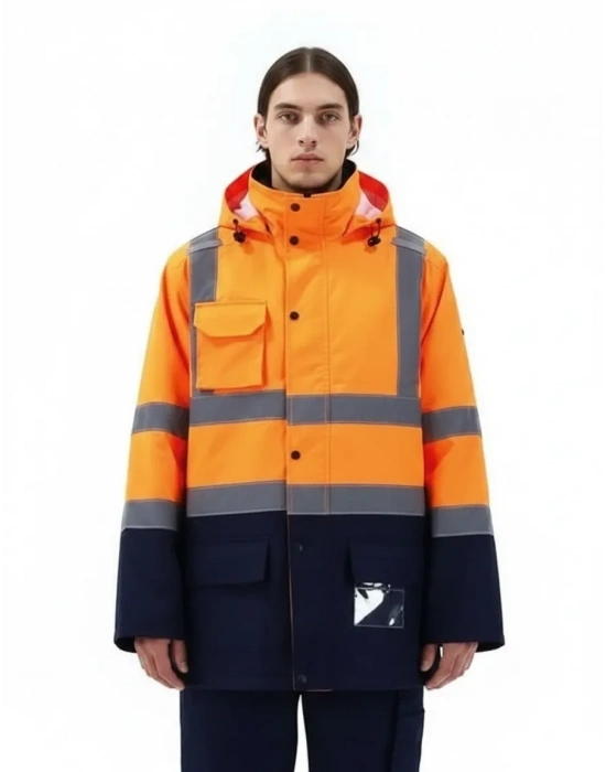 Alaska Hi-Vis 5 in 1 Parka Neon Turuncu - Lacivert
