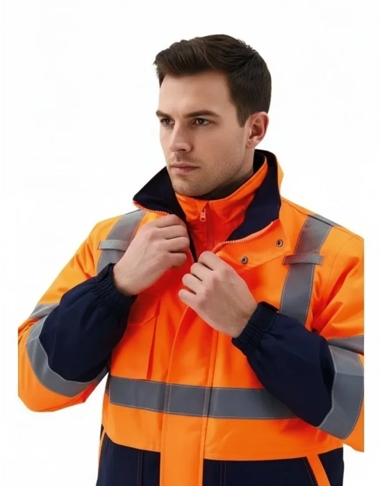 Alaska Hi-Vis 5 in 1 Parka Neon Turuncu - Lacivert