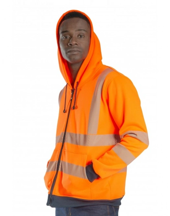 Alaska Hi-Vis Fermuarlı Kapüşonlu Sweatshirt -Turuncu