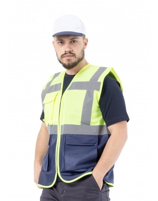 Alaska Hi-Vis Mühendis Yeleği Neon Sarı - Lacivert