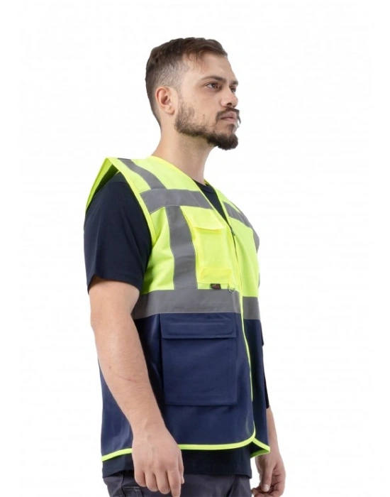 Alaska Hi-Vis Mühendis Yeleği Neon Sarı - Lacivert
