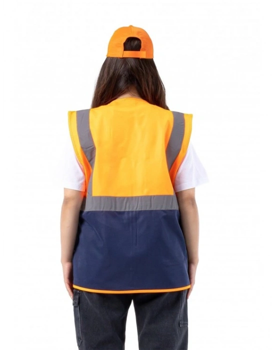 Alaska Hi-Vis Mühendis Yeleği Neon Turuncu - Lacivert