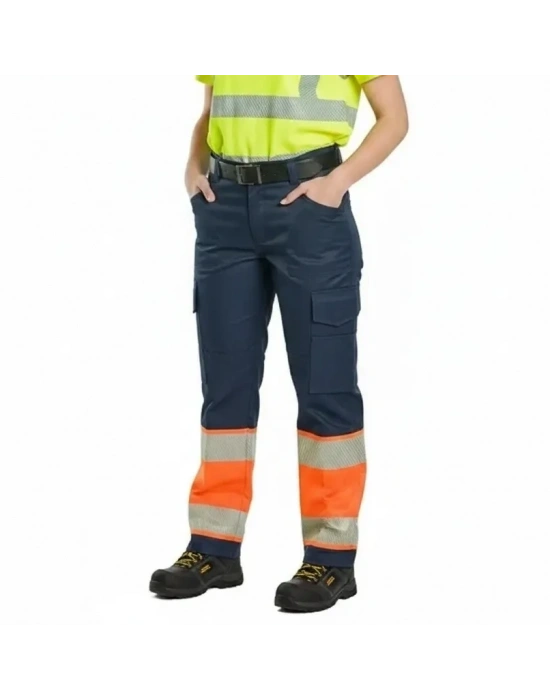 Alaska Hi-Vis Pantolon Lacivert - Neon Turuncu