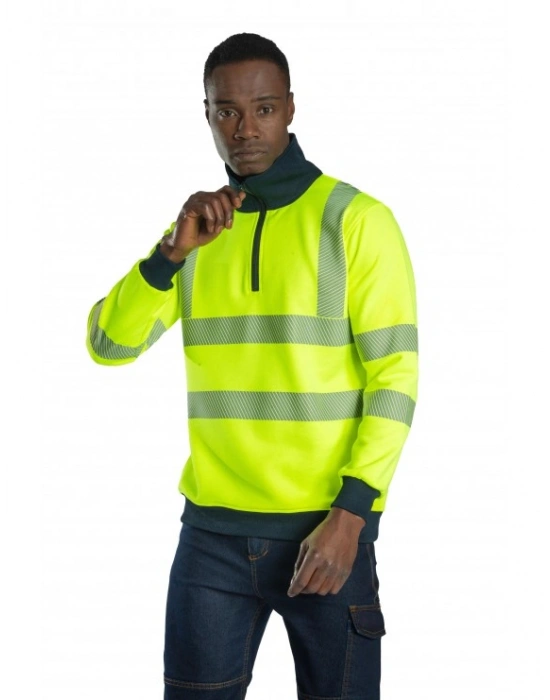 Alaska Hi-Vis Yarım Fermuarlı Sweatshirt - Sarı