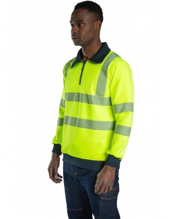 Alaska Hi-Vis Yarım Fermuarlı Sweatshirt - Sarı