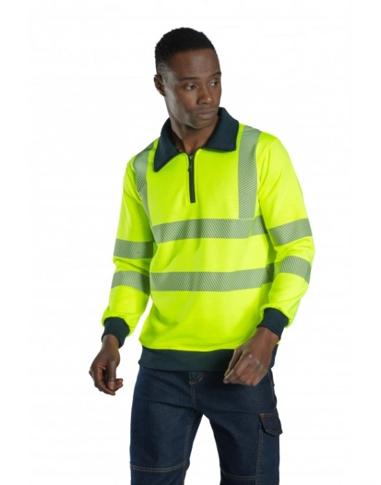 Alaska Hi-Vis Yarım Fermuarlı Sweatshirt - Sarı