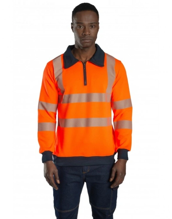 Alaska Hi-Vis Yarım Fermuarlı Sweatshirt - Turuncu