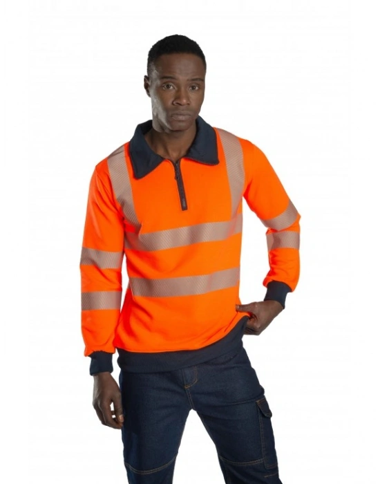 Alaska Hi-Vis Yarım Fermuarlı Sweatshirt - Turuncu