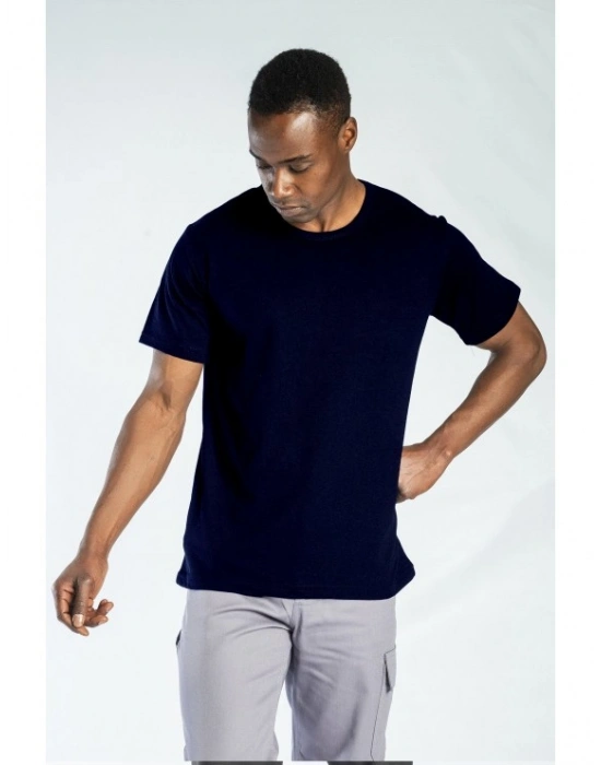 Elegans Basic Bisiklet Yaka T-Shirt Lacivert