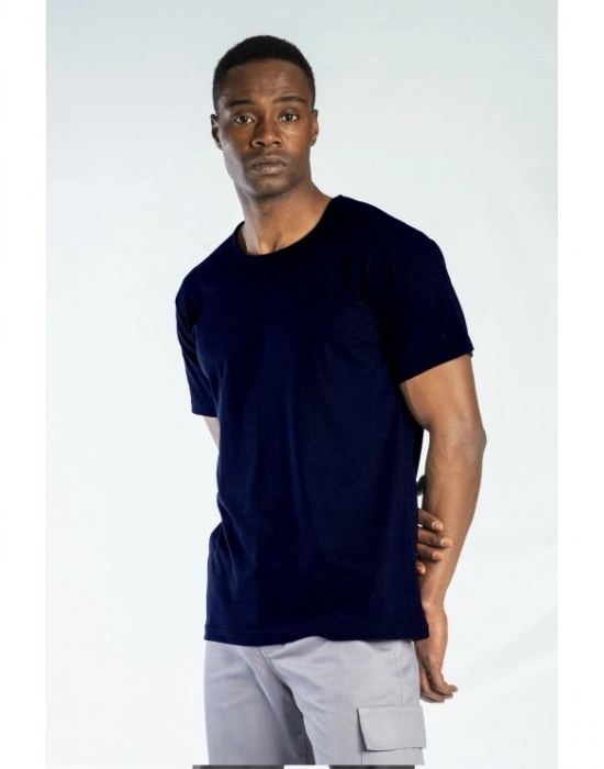 Elegans Basic Bisiklet Yaka T-Shirt Lacivert