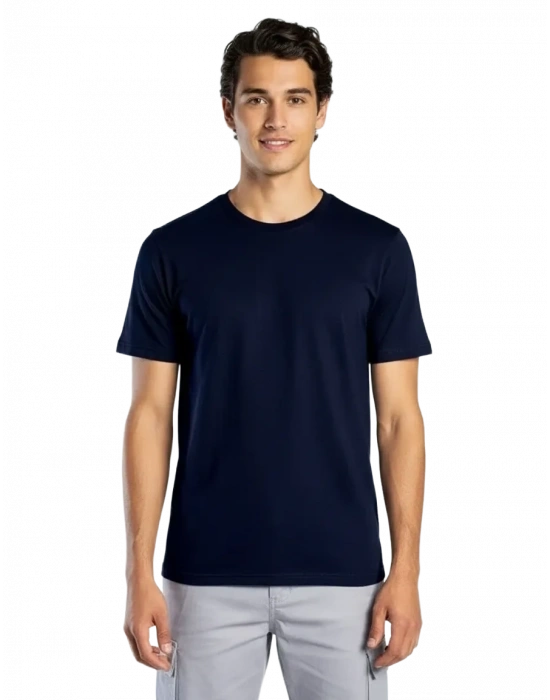 Elegans Basic Bisiklet Yaka T-Shirt Lacivert