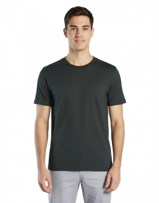 Elegans Basic Bisiklet Yaka T-Shirt Siyah