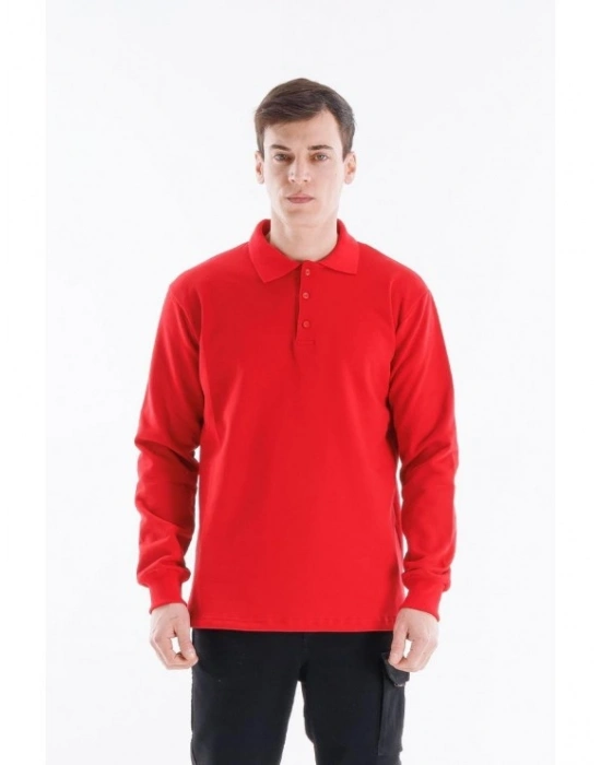 Elegans Polo Sweatshirt Kırmızı