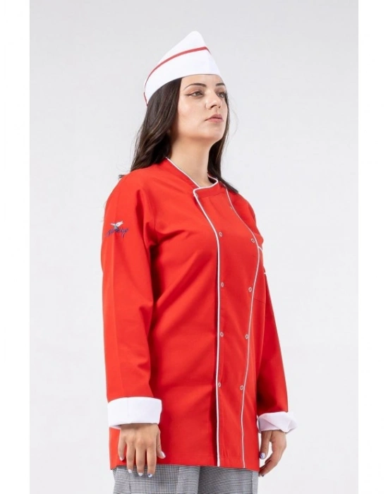Klasik Aşçı Ceketi Kırmızı