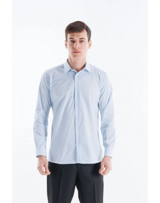Klasik Erkek Mavi Gömlek