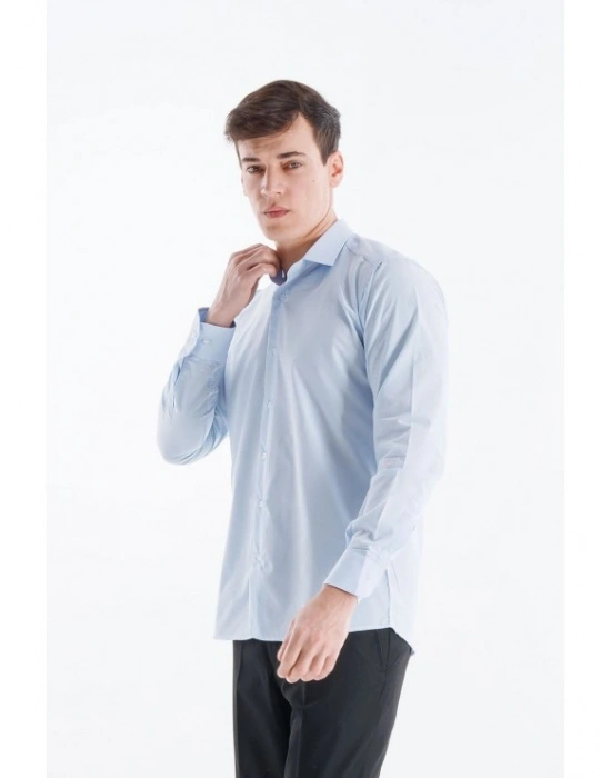 Klasik Erkek Mavi Gömlek