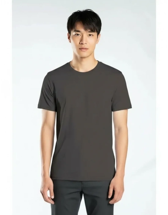Regular Basic Bisiklet Yaka T-Shirt Antrasit