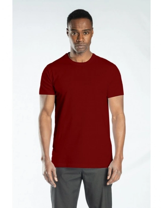Regular Basic Bisiklet Yaka T-Shirt Bordo