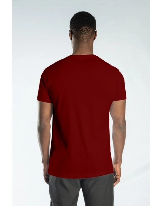 Regular Basic Bisiklet Yaka T-Shirt Bordo