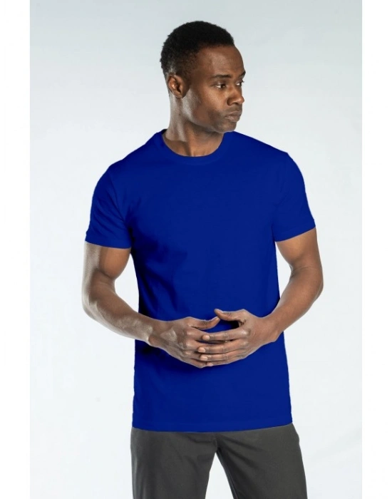 Regular Basic Bisiklet Yaka T-Shirt Saks Mavi
