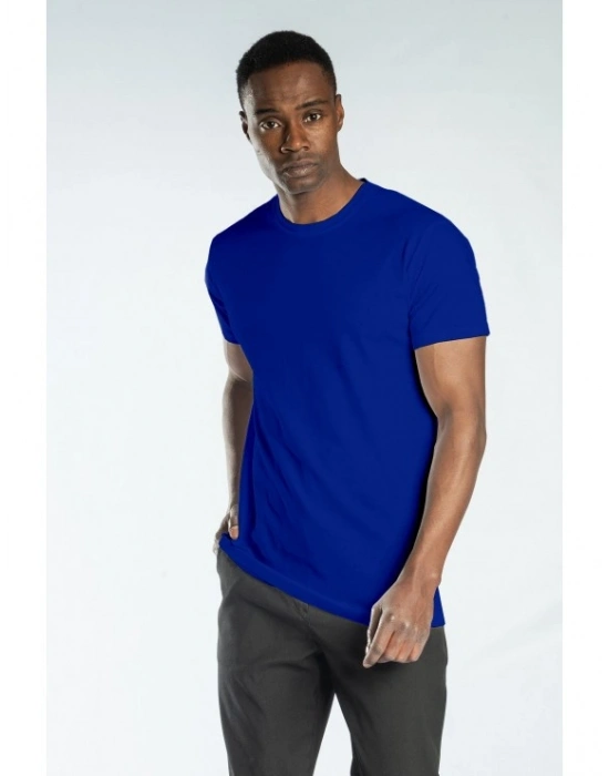 Regular Basic Bisiklet Yaka T-Shirt Saks Mavi