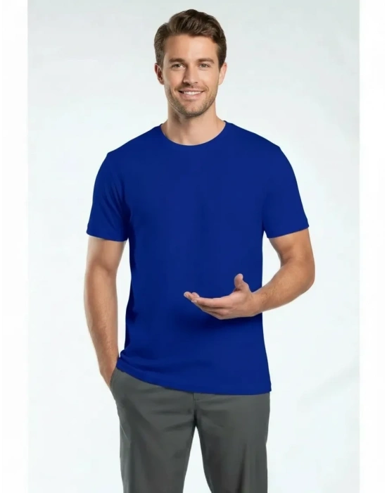 Regular Basic Bisiklet Yaka T-Shirt Saks Mavi