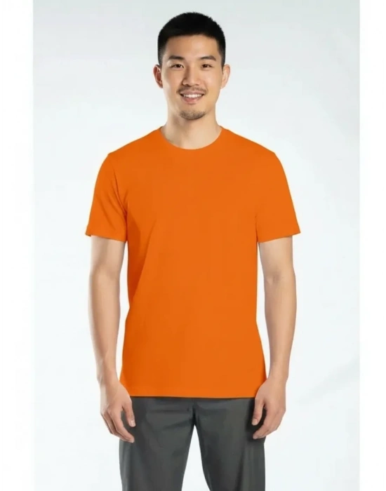 Regular Basic Bisiklet Yaka T-Shirt Turuncu