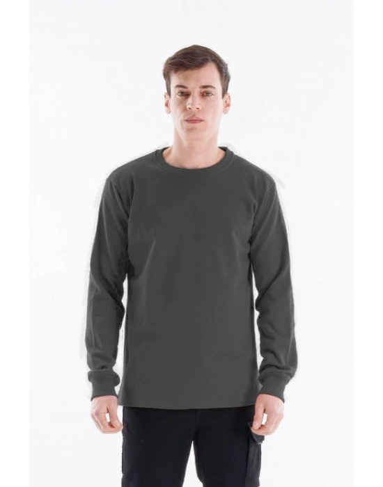 Regular Bisiklet Yaka Sweatshirt Antrasit