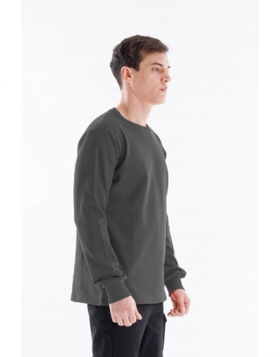 Regular Bisiklet Yaka Sweatshirt Antrasit