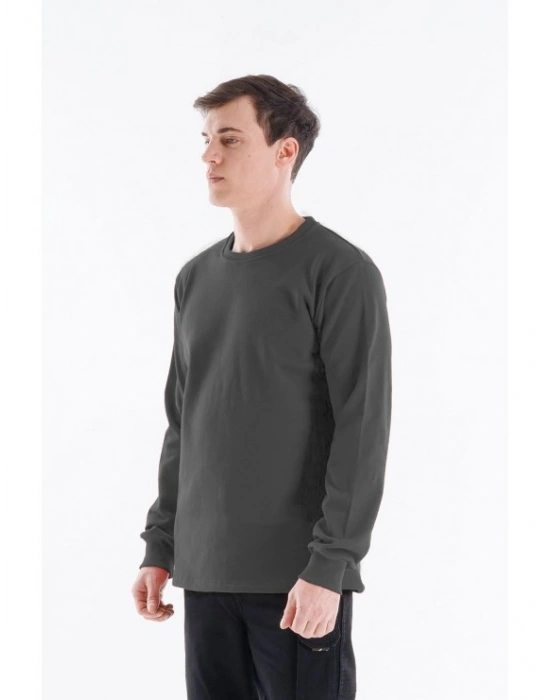 Regular Bisiklet Yaka Sweatshirt Antrasit